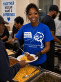 Woman wearing the You Cannot Serve God and Money tee